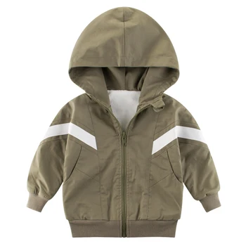 

autumn Khaki Fashion boys outerwear Children's Jacket Hoodie Double Layer Plus Velvet jacket for boys 1 to 8 years old