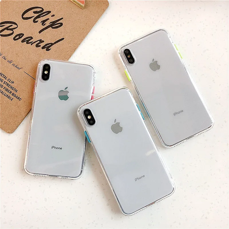

Clear Couples Soft Cases For iphone 7 8 Plus Transparent Phone Case For iphone XR X XS Max 6 6S Candy Color keypad Cover