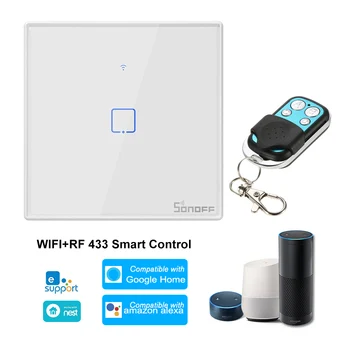

SONOFF Smart WiFi Wall Light Switch RF Wireless Control EU Standard Panel Smart Switch Compatible with Google Home/Nest & Alexa