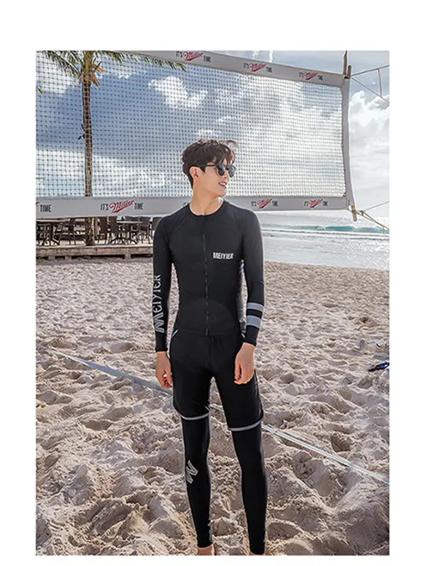 Модные черные совпадающие для пары rashguard купальники для мужчин и женщин полное покрытие для серфинга и дайвинга набор романтические шорты-плавки корейский - Цвет: 2
