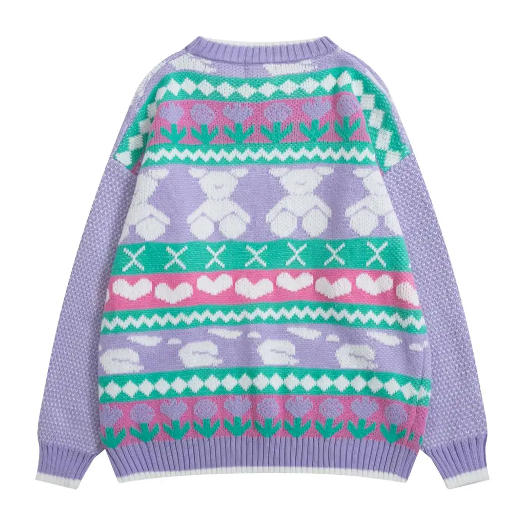 Осенний женский свободный свитер Harajuku с рисунком из мультфильма, вязаная зимняя теплая рубашка в консервативном стиле