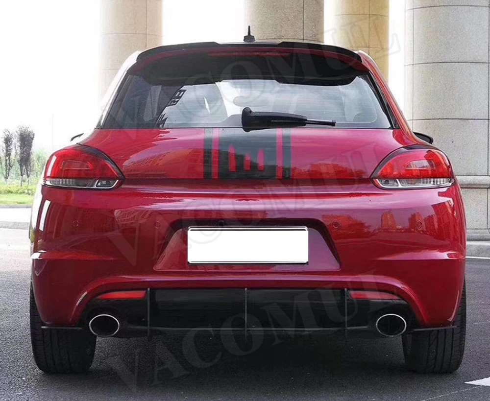 Высококачественный ABS рассеиватель задней губы Накладка для Volkswagen VW Scirocco R 2009- плавники Акула Стиль задний бампер Защита автомобиля Стайлинг