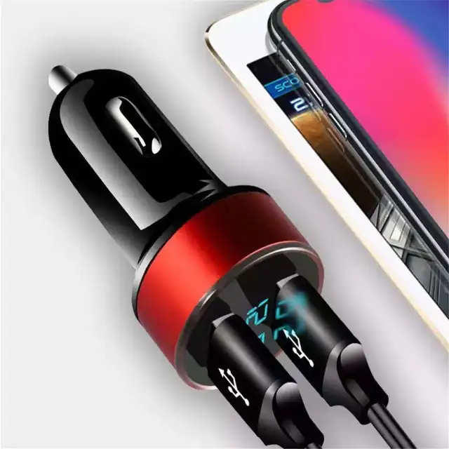 4.8A Car Charger 5V 2 Ports Fast Charging For Samsung Huawei iPhone 12 11 Universal LED Display Dual USB Car-Charger Adapter 3