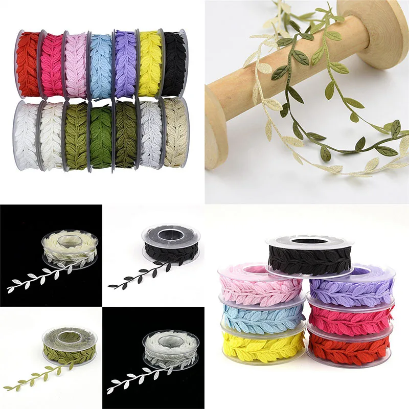 

Vine Garland Fashion Flower Headband Bridal Satin Leaf Ribbon Trim Christmas