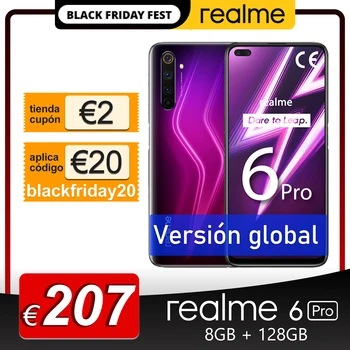 

Global Version Realme 6 Pro Smartphone 8G 128G Snapdragon 720G 6.6'' 90Hz Screen 64MP Quad Cameras 4300mAh 30W Fast Charge