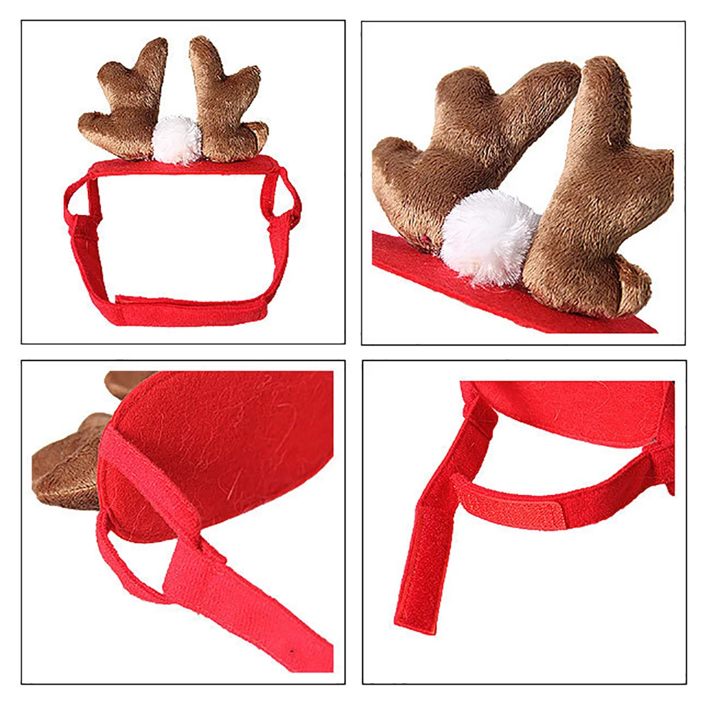 1Pc Merry Christmas Pet Dog Cap Deer Antler Headband Christmas Party Holiday Headwear Hat Gift Dog Pet Supplies