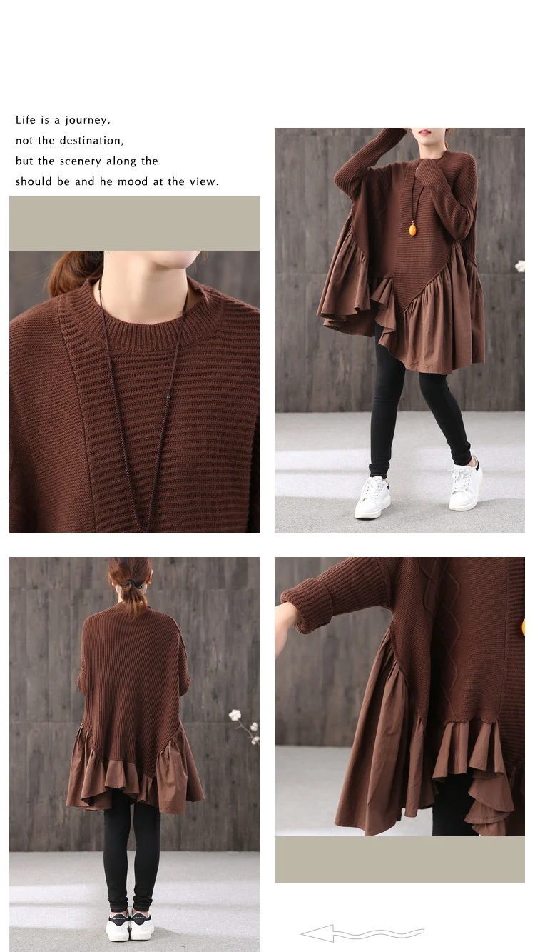Loose Casual Large Size Turtleneck Sweater Women's Fake Two-piece Knitted sweaters korean sweater for women Pullovers Z3