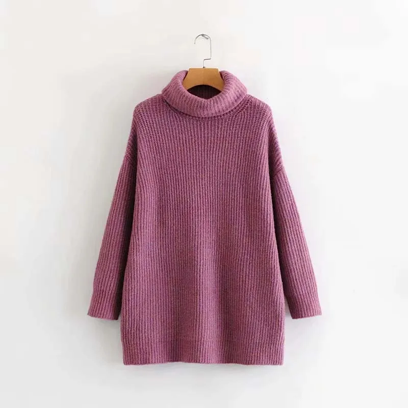 Новинка, зимние женские свитера, водолазка в английском стиле, свободные вязаные пуловеры, толстые теплые свитера с длинным рукавом, женские топы - Цвет: 9-Smoke purple