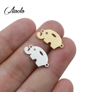 

5pcs/lot Stainless Steel Elephant Zircon Eye Bracelets Charm Pendants Jewelry Making Findings DIY Charms Handmade Accessories