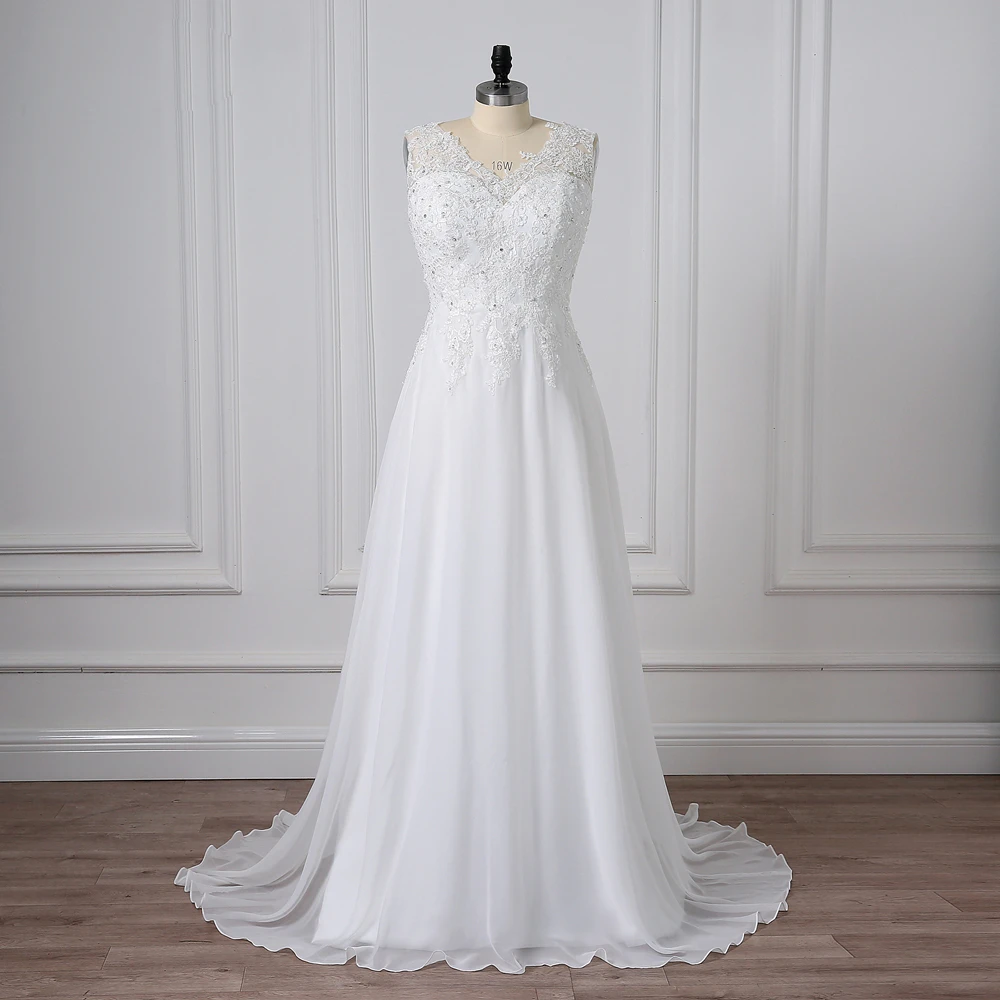 プラスサイズウェディングドレスシフォン V ネックノースリーブビーズアップリケブライダルウェディングドレス A ラインビーチ夏の花嫁のドレス Plus Size Wedding Plus Size Wedding Dresssize Wedding Dresses Aliexpress