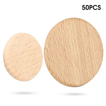 

50Pcs Round Wooden Blank Slices Beech Chip No-Hole DIY Hand-Made Decoration Accessories Wood Slices Wood DIY Craft Rustic Decor
