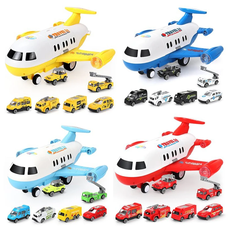 

Early Educational Story Toys Multi-function Light Music Large Storage Silding Inertia Planes Diecast Car Baby Children Boys Toys