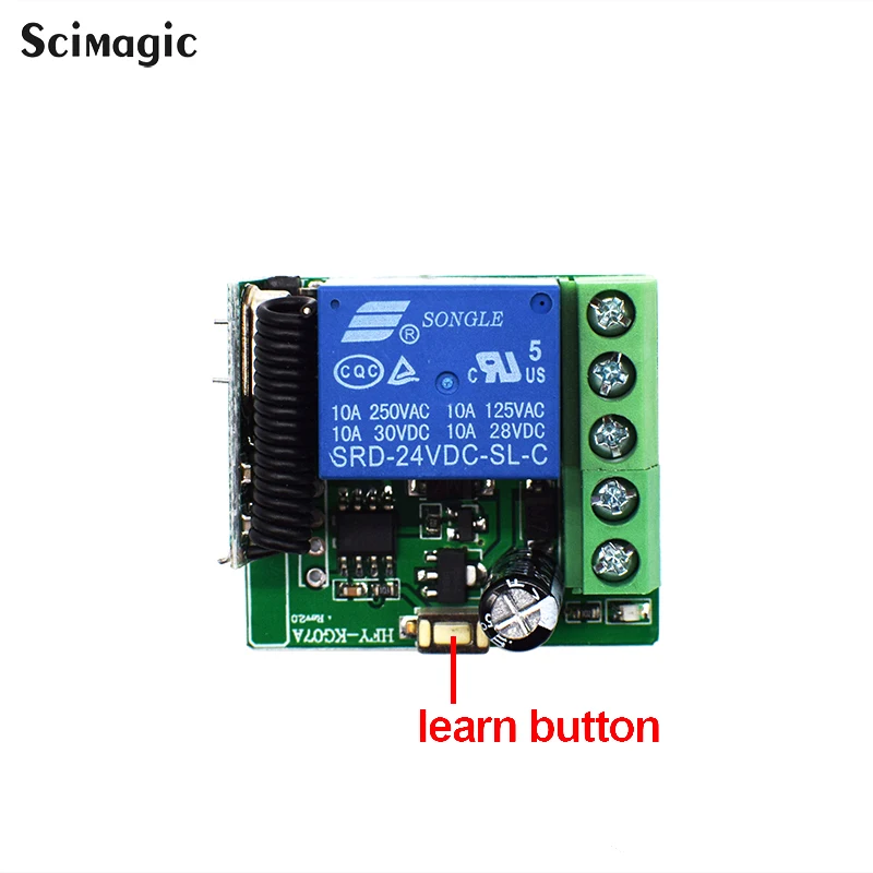 DC 24V 1CH Wireless RF Remote Control Light Switch Relay Output Radio Receiver Module+2 CH Transmitter