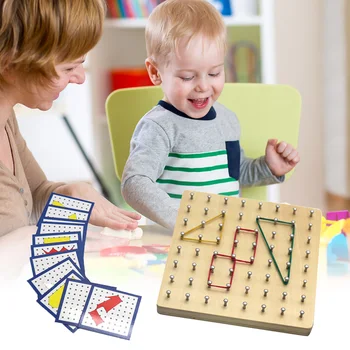 

Maths Puzzle Geometric Nail Board Teaching Instrument Figure Shape Geometric for Household Child Educational Playing