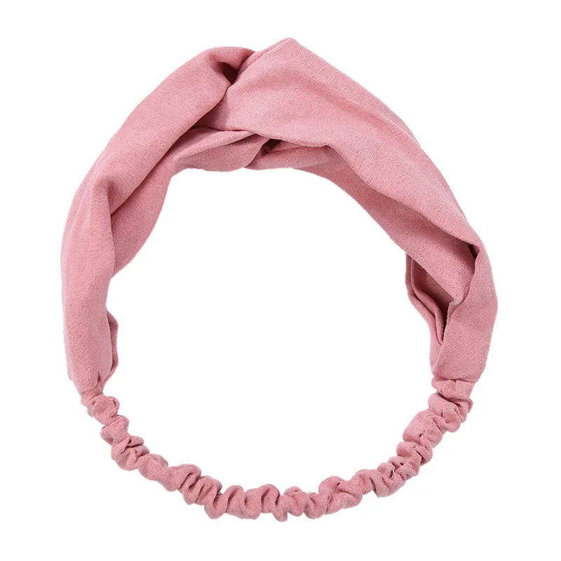 

New Hair Band Fashion Popular Wide Side Retro Lady Bunch Solid Color Wash Cross Elastic Hair Band Hot Jewelry Wholesale