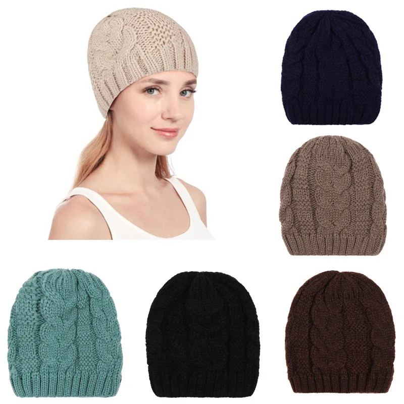 Knitted Warm Hats Unisex Fashion Beanies Caps Pure Color Winter Autumn Knitted Hat Ski Bonnet Hip-Hop Caps