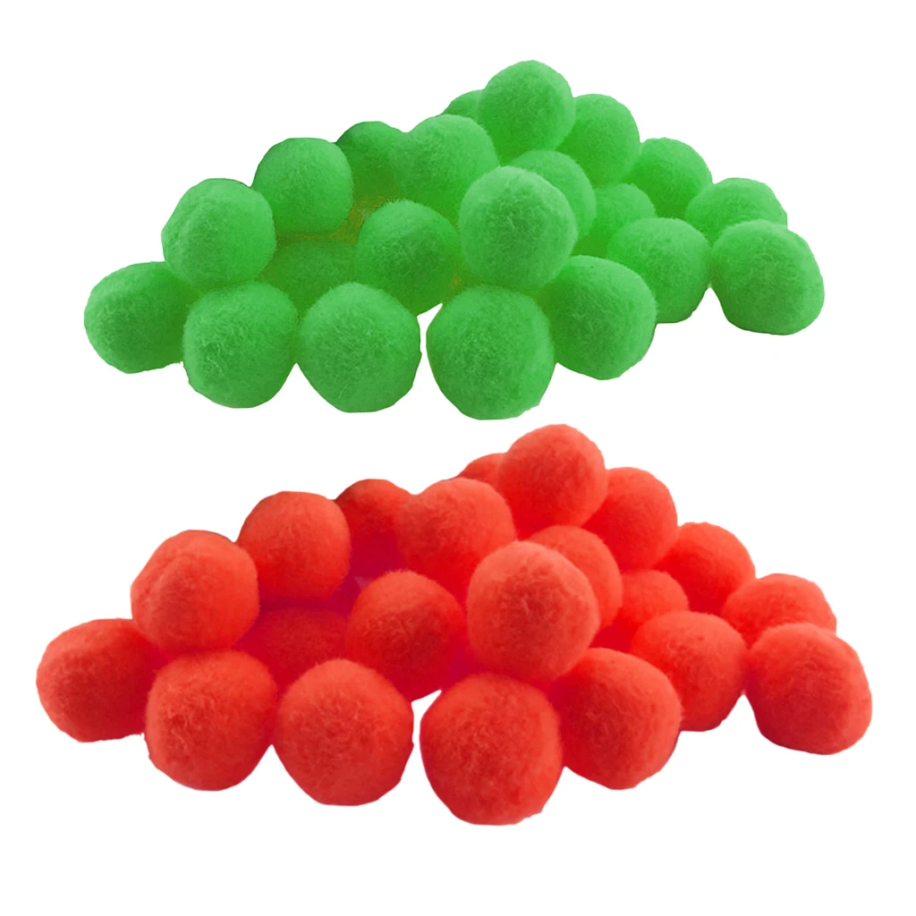 200 Pieces Pom Balls Craft Fluffy Small Craft Pom Balls Crafts Decorations Red and Green Eco-Friendly and Safe DIY Accessory
