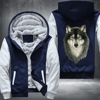 

Wolf Mens Winter Hoodies Male Harajuku 2020 Hot Sale Casual Sweatshirts Hooded Zipper Warm Sportswear Thicken Warm Outwear
