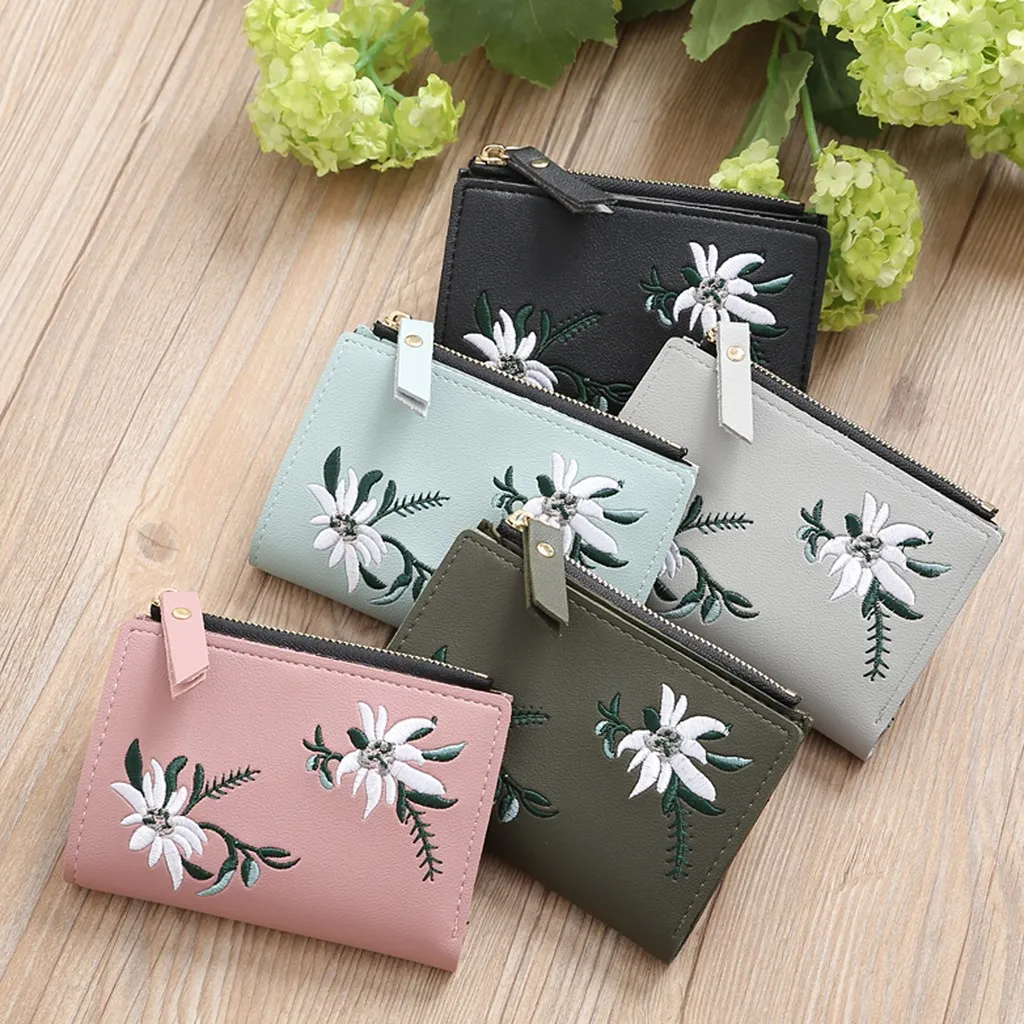 

2020 Women’ s Outdoor Fashion Trend Solid Color Flower Fringed Leather Card Wallet wallet women carteira portfel кошелек женский