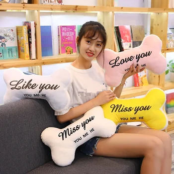 

candice guo! super cute plush toy miss you love you lovely dog bone soft stuffed cushion sofa pillow birthday Christmas gift 1pc
