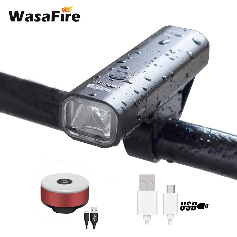with red taillight WasaFire 400 люмен, возможность зарядки при помощи разъема USB, светильник фонарь 85 градусов Наводнение светильник головной светильник 3 режима Велоспорт вспышки света светильник+ задние фары велосипеда - Цвет: with red taillight