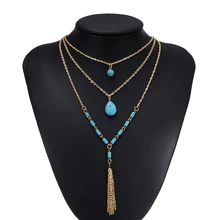 Бохо натуральный камень женское ключичное ожерелье Шарм бусины длинные кисточки многослойное ожерелье, цепь колье ювелирные изделия shellhard подарок