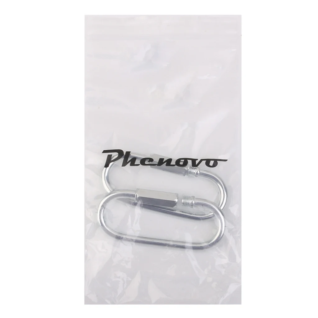 2 Pieces Durable Silver Iron Carabiner Pendant Carrier 400KG For Swing, Play Set, Chain Or Rope - 8 X 3.8cm