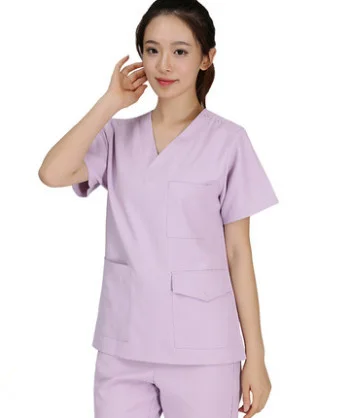 Скрабы медицинская форма для женщин для ролевых игр, медсестра, салон красоты комплекты униформа для сотрудниц спа-салонов унисекс медицинский хирургический аптека комплекты пальто серого цвета для девочек - Цвет: Light purple 302