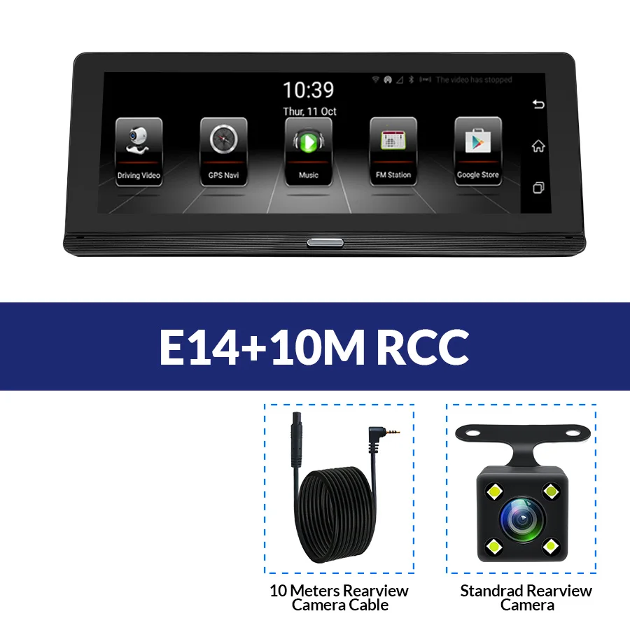 E-ACE видеорегистраторы 4G Android 5,1 Камара 8,0 дюймов gps навигация Wifi FHD 1080P видео регистратор ADAS Bluetooth Авто видеорегистратор - Название цвета: E14-10M RCC