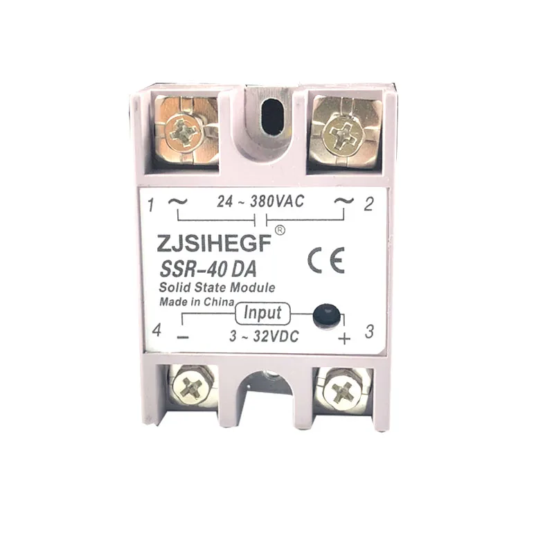 SSR-10DA/25DA/40DA DC управление AC SSR белая оболочка однофазный твердотельный релейный вход 3-32VDC выход 24-480VAC i-50 теплоотвод