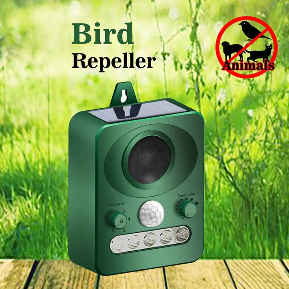 

Outdoor Ultrasonic Solar Pest Repeller Infrared Sensor Pest Mouse Cat Dog Fox Birds Chaser Dispeller Repellent Keep Animals Away