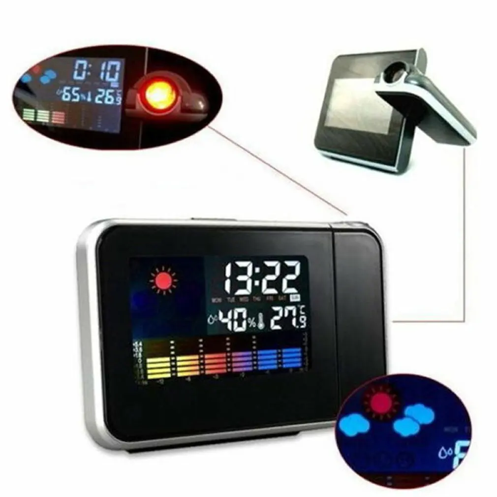 Creative Fashion Lcd Electronic Clock Weather Forecast 8190 Projection Clock Snooze Color Screen Clock
