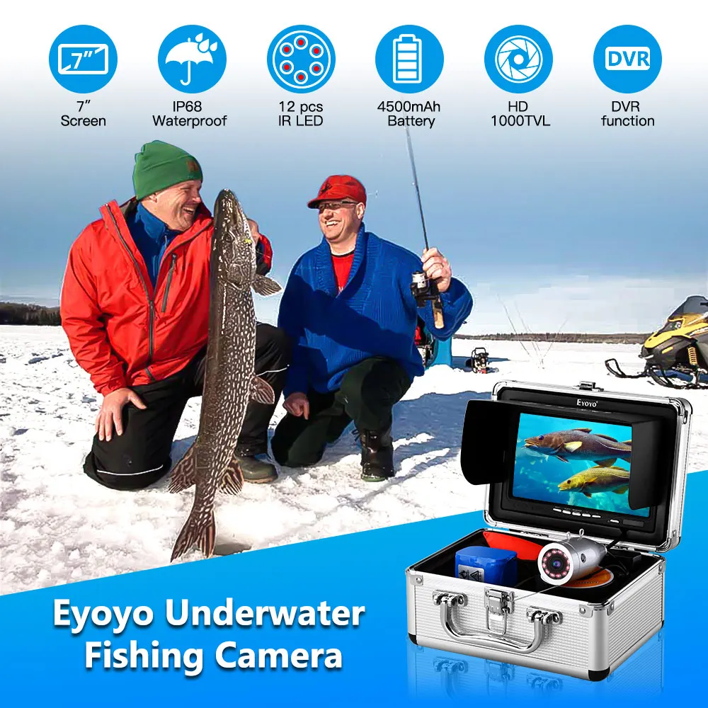 US $146.00 Eyoyo WF01 Underwater Ice Fishing Camera 12pcs Led Fishfinder Winter Fish Finder Carp Fishing Tackle Accessories Video Camera