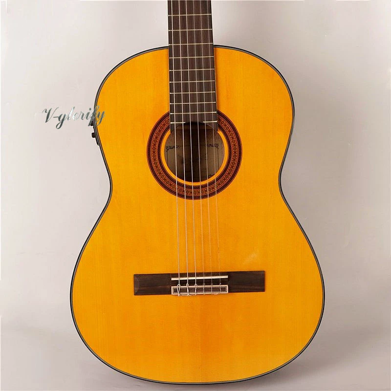 39 Inch Electric Guitar Purpel
 - 39 Inch Solid Wood Spruce Top Electric Classic Guitar Yellow Color High Gloss Finish Full Size Design With Eq Tuner Function Electric Guitar Aliexpress