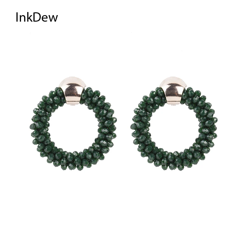 Серьги-капли круглой формы INKDEW для женщин, граненые бусины, серьги с кристаллами ручной работы, большие серьги, длинные серьги в стиле бохо