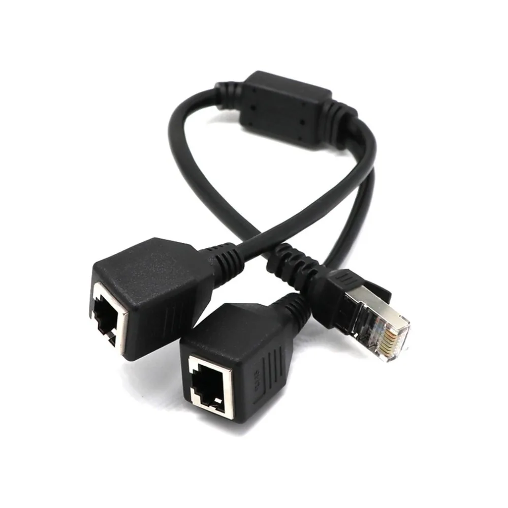 RJ45 Network Splitter Adapter Cable 1 Male to 2 Female Socket Port LAN Ethernet Network Splitter Y Adapter Cable