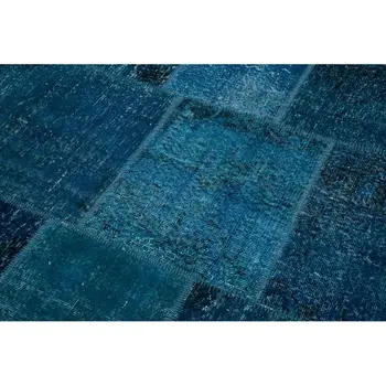 

158x158 Cm Turquoise Handmade Round Patchwork Rug-5x5 Ft