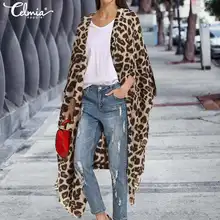 Cárdigan Kimono Vintage de talla grande 2020 de Celmia para mujer, camisas largas, blusas sexis con estampado de leopardo, mangas casuales para cubrir la playa