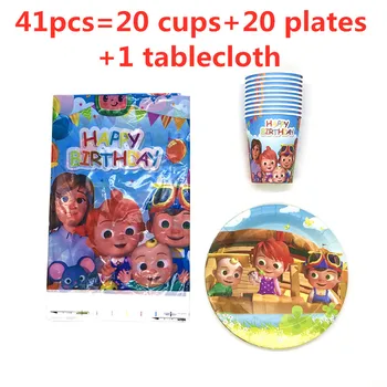 

Cocomelon Birthday Party Decors Disposable Tableware Kit Paper Cups Plates Tablecloth Kids Birthday Baby Shower Party Supplies