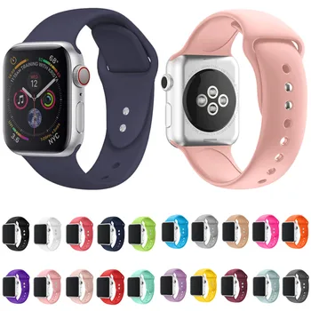

Silicone Band for Apple Watch Series 4 5 3 2 1 Replacement Sport Strap Rubber Wristband for iWatch 38mm 42mm Watchband 40mm 44mm