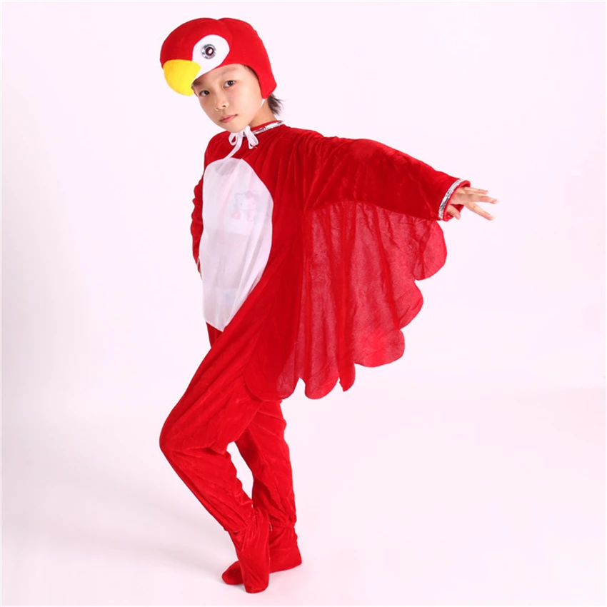 Halloween Cosplay Costumes for Children Animal Cartoon Bird Parrot Jumpsuit Headgear Batwing Kids Party Performance Clothes