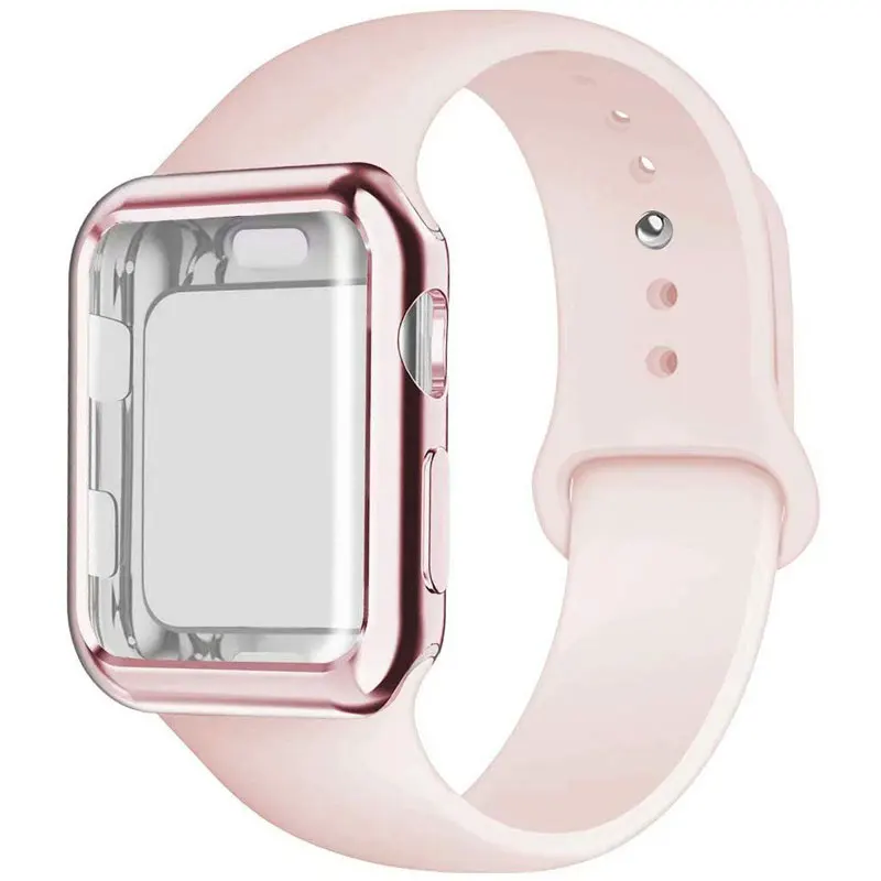 Силиконовый спортивный ремешок для часов, чехол для Apple Watch 5, 4, 3, 2, 1, 38 мм, 42 мм, ремешок для часов iwatch 40 мм, 44 мм, силиконовый браслет