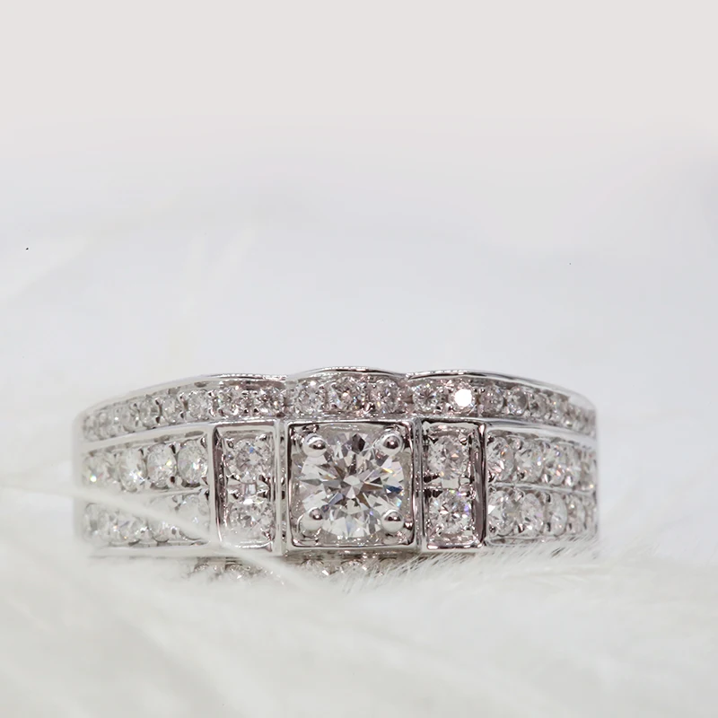AEAW роскошное кольцо из муассанита, 18 К, белое золото, 0.2ct, 3,5 мм, круглая огранка, Brillant, лаборатория, бриллиант для мужчин, свадебные мужские ювелирные изделия
