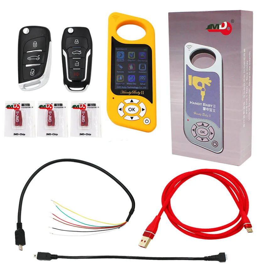 JMD Handy Baby II автоматический ключ инструмент для 4D/46/48/G/47 чипов программист Handy Baby2 с G/96 бит 48 функции-английский/испанский - Цвет: Цвет: желтый