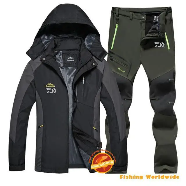 Daiwa мужская зимняя водонепроницаемая одежда для рыбалки, теплая одежда для походов, рыбалки, походов, кемпинга, рыбалки, куртка, набор штанов - Цвет: 40