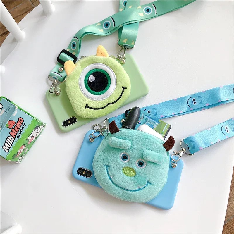 

P30 pro cute Monsters Pouch wallet Case for Huawei P20 pro mate 20 20pro nova5pro Nova4 nova3E 3i 2S Cartoon Totoro cover +Strap