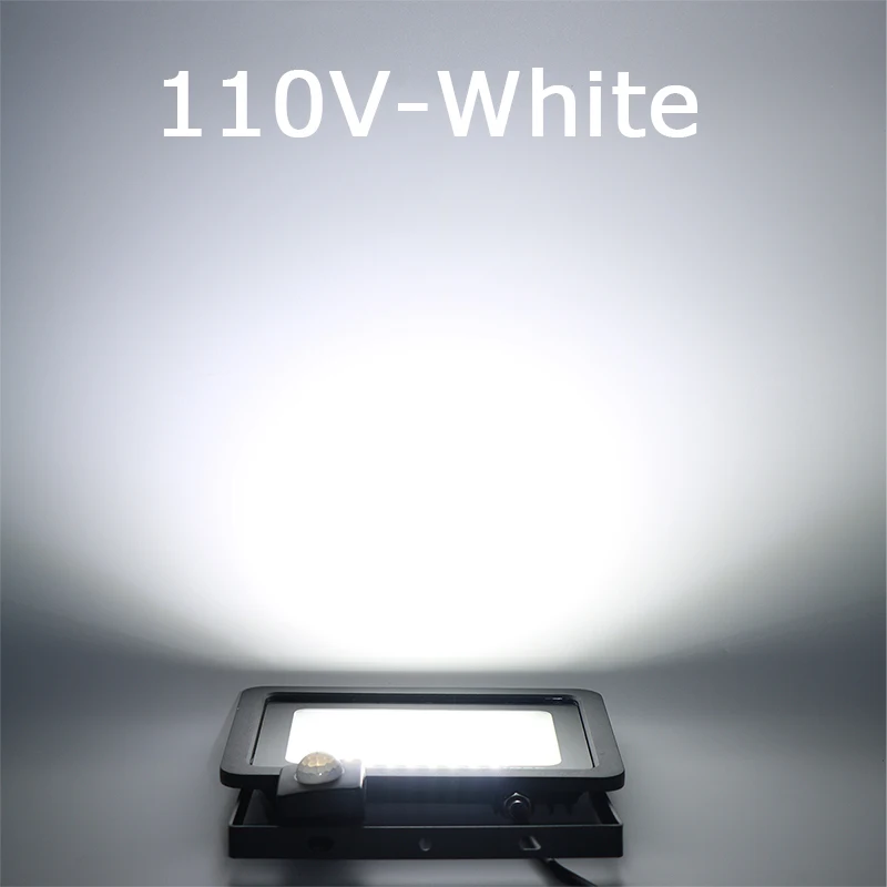 110V - White 10W 20W 30W 50W 100W индукции светодиодный прожектор светильник с регулируемой PIR Сенсор 110V 230 Наводнение светильник уличный квадратный наружный светильник - Испускаемый цвет: 110V - White