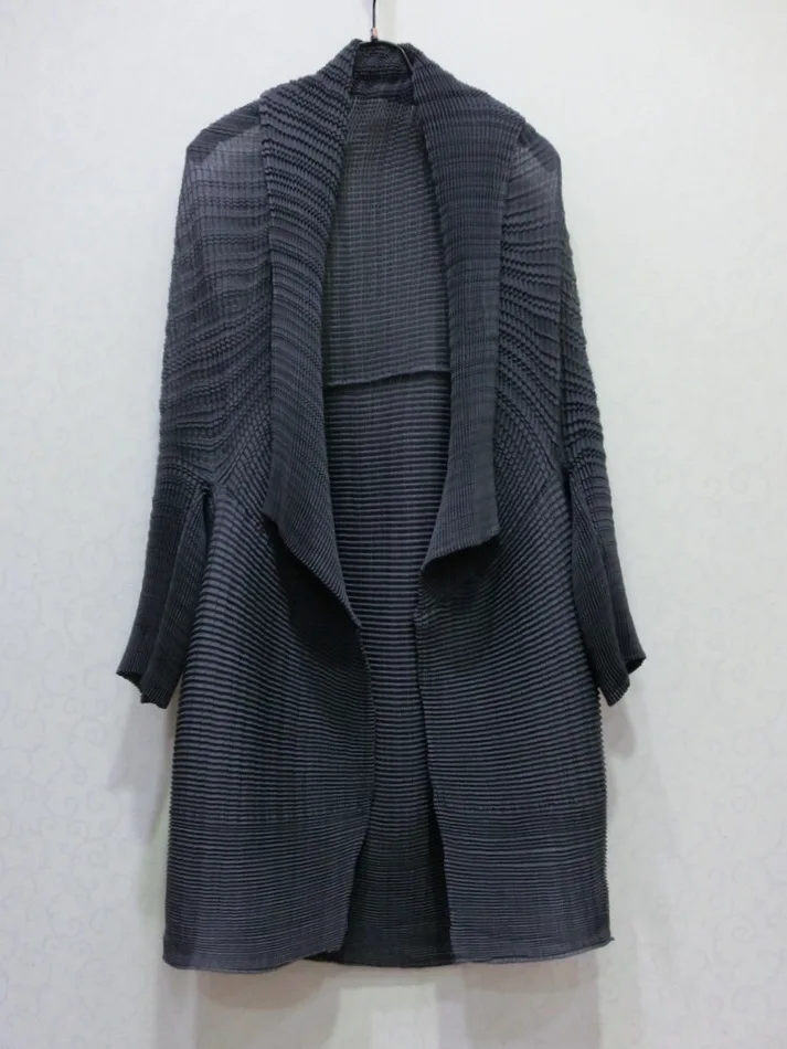 Модный miyake складывающийся плащ, свободный отложной воротник, квадратный тофу, плиссированный тонкий Тренч, пальто