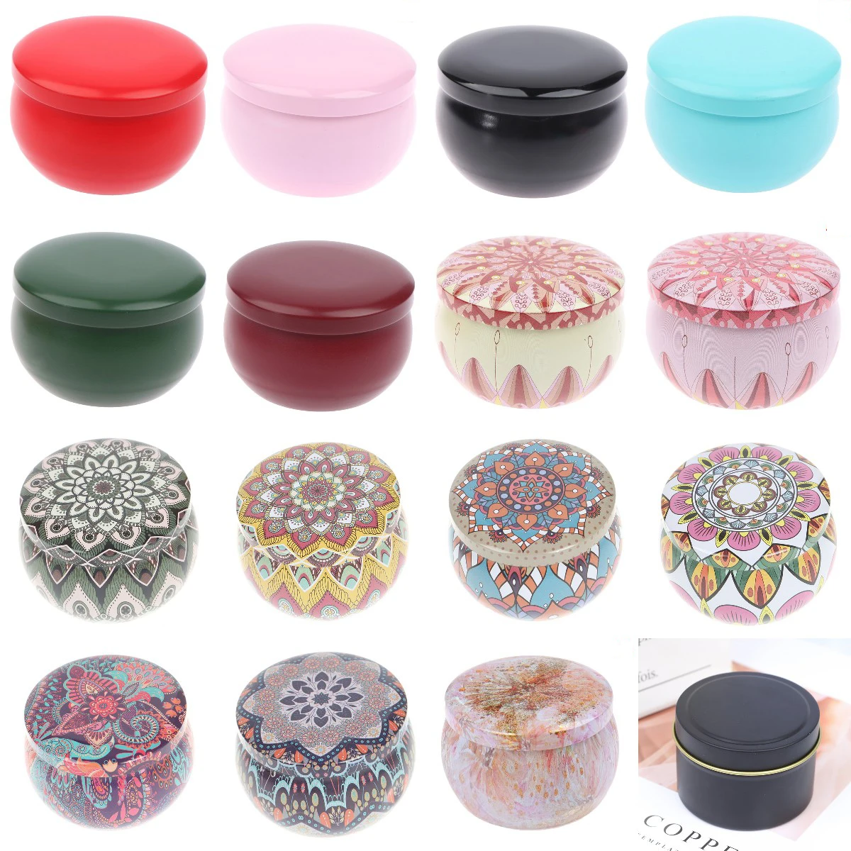 Round Storage Tin Box European Organizer Candle Jar DIY Making Sweet Candy Giftfor Wedding Favor Lip Balm DIY Candles Cosmetics