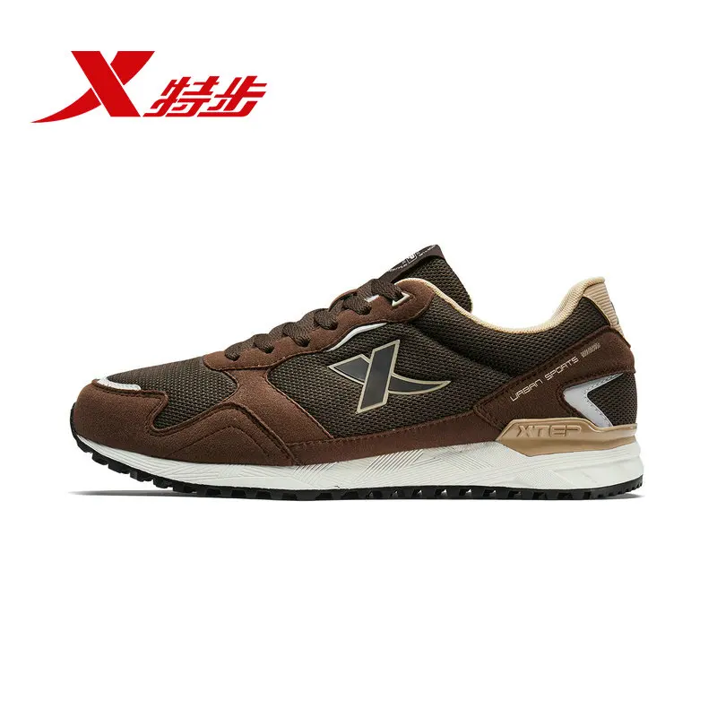brown Xtep Men's New Fashion Casual Shoes Breathable Anti-slip Sports Shoes Leisure Vintage For Men's Shoes Winter 881419329663 - Цвет: brown